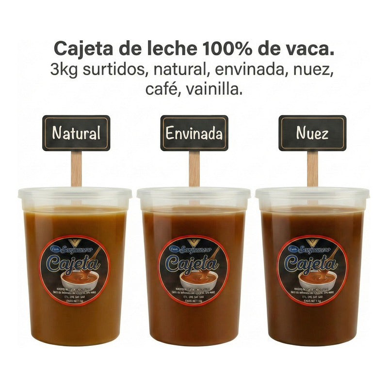 Cajeta De Leche 100% De Vaca 100% De San Juan 3kg Surtido.